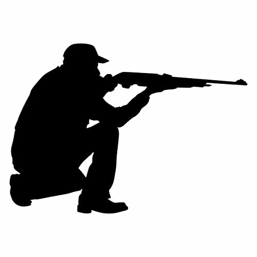 AMA SHOP Aufkleber Jäger mit Gewehr Modell 1 Farbe schwarz | Aufkleber für Helm, Motorrad, Wohnmobil, Boot | AutoTuning |