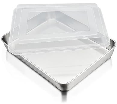 Homikit Backblech mit Deckel, Edelstahl Klein Auflaufform Ofenblech, Rechteckige Tiefes Kuchenblech für Backen Braten Servieren, Gesund, Leicht zu reinigen & Spülmaschinenfest, 26,5 x 20,5 x 4,7 cm