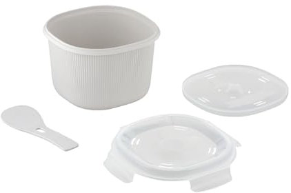 CARE + PROTECT Olla para arroz y cereales para microondas, recipiente ideal para cocinar al vapor, servir y almacenar, sin BPA, 2,7 l, para hasta 4 personas