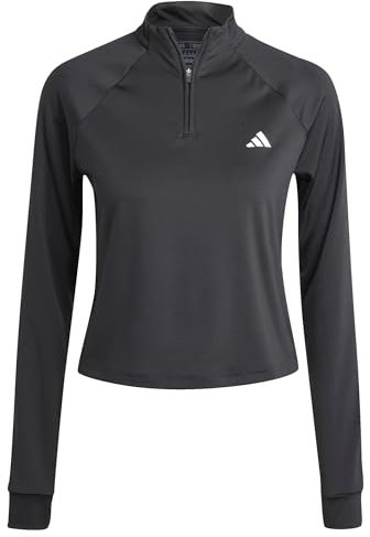 adidas Mujer Train Essentials Minimal Branding 1/4-Zip Cover Up, Black, XL