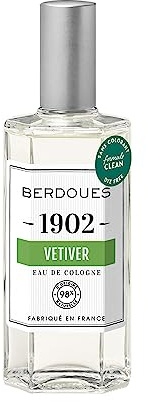 BERDOUES 1902 Eau de Cologne Vétivier, Fraîche et Aromatic Made in France, für Männer und Frauen, Eisenkraut, Rosemary, Vetiver, Spray, 125 ml