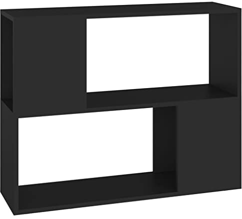 Makastle Lowboard mit offenen Fächern, TV Schrank TV Board TV Bank Fernsehtisch Fernsehschrank Medienkonsole Beistelltisch Bücherregal Raumteiler für Wohnzimmer, Schwarz 80x24x63 cm Holzwerkstoff