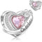 Symretie Charms Geburtsstein Oktober Anhänger Charm aus 925er Sterlingsilber,Liebesherz-Anhänger mit Geburtsstein Geburtstagsgeschenke für Frauen
