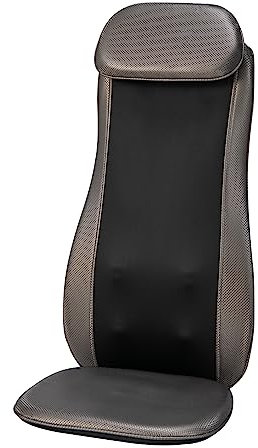 GOPLUS Massagesitzauflage, Shiatsu Massageauflage mit Wärmefunktion, Rollen & Vibration, Rückenmassagegerät mit Kopfkissen, Massagematte mit 3 Timer für Bürostuhl & Sessel