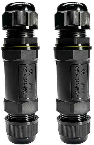 Grafner 2x wasserdichte Verbindungsmuffe, 2 Wege, IP68, 5-polig, Ø6-12mm, 0,5-2,5mm², 24A 450V, Abzweigdose wasserdichte Anschlussdose staubdicht außen outdoor Verbindungsmuffe Erdkabel Feuchtraum