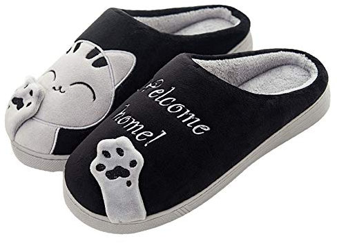 Meik Mangni Damen Hausschuhe Winter Herren Katze Pantoffeln