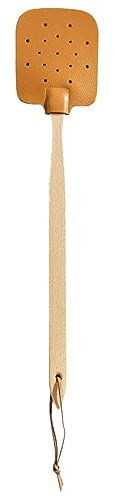 Chinchilla® Hochwertige Holzfliegenklatsche mit Leder | Effektive Fliegenabwehr für den Haushalt | Insekten Schläger, Mückenschutz - 46 cm Länge | Made in Germany