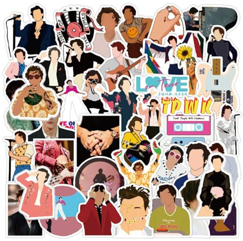 BDSHUNBF 100 Stück Aufkleber, Sänger Stickers, wasserdichte Aufkleber, Harry Styles Aufkleber, für Laptop, Telefon, Wasserflasche, Skateboard, Koffer, Gitarre, für Erwachsene Kinder
