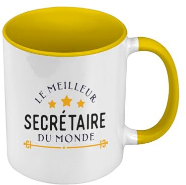 Tasse in Premium-Qualität, Gelb – Le Meilleur Sekretär du Monde Collegue Business Retraite – Tasse mit Henkel und farbigem Innenraum