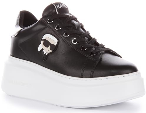 KARL LAGERFELD Anakapri Nft Lo Scarpe da ginnastica da donna Karl Lace Platform Low Cut (nero e argento, 39), Nero argento, 39 EU