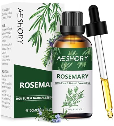 AESHORY Rosemary Essential Oil 100ml, Pure Natural Rosemary Oil for Hair Growth, Hair Loss, Diffuser, Humidifier, Aromatherapy, Skin Care, Air Freshening, Perfume Making