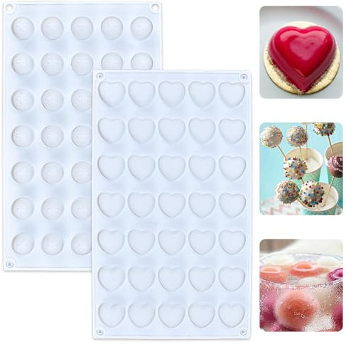 LPAMABA 2 Pièces Moules à Chocolat Sphère, 35 Cavités Moule En Silicone Sphère Moule Boule Ronde Moule Demi Sphere Moules De Cuisson Sphérique pour La Fabrication de Chocolat, Gâteau, Gelée, Blanc