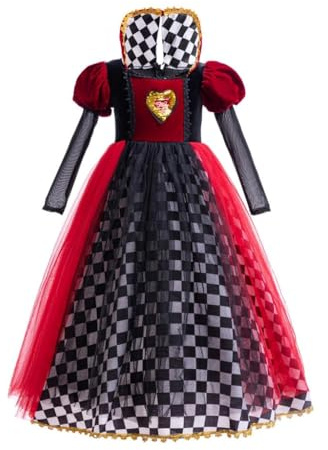 Lito Angels Mädchen Herzkönigin Kostümkleid, Schwarz/Rot, 4–5 Jahre/110