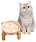 Elevated Slow Feeding Cat Bowl - Raised Anti-Slip Bamboo Stand - Colorful Maze Cat Dish - 6 OZ - White Flowers