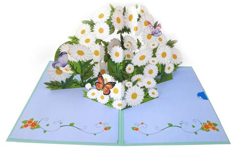 scicent Geburtstagskarte Pop Up Karte Blumen Gänseblümchen 3D Blumenkarte für Frau Mutter Freundin Geburtstagskarte Gute Besserung zum Geburtstag - 20551
