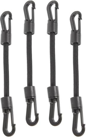 BESPORTBLE 6Inch Bungee Cords with Carabiner: Black Short Elastic Tie Downs Straps, Multi-function Buckle Straps, Tie Down Straps for Camping Bike Rack Luggage Tent 4Pcs