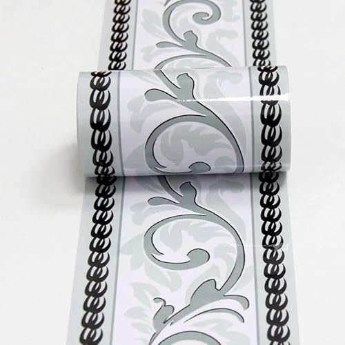 Guest Ruyunlai Tapetenbordüre selbstklebend Vinyl Sockelleiste Dekorative Bordüre Selbstklebende Home Bordüre Küche Tapetenbordüre selbstklebend für Badezimmer Wohnzimmer glänzendes Grau 10cm X 300cm
