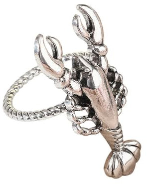 Serviettenringe 12 Stück Metall Hummer Serviettenringe Dreidimensionale Hohle Serviettenringe Tischeinstellung Serviettenknöpfe Silber