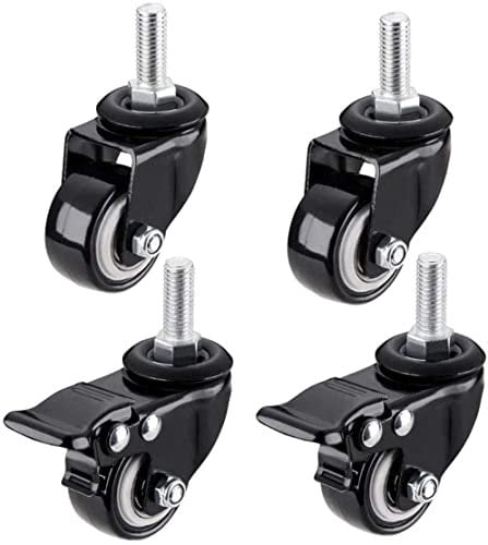 Möbelrollen M8 / M10 / M12 Gewinde 2 Zoll 200KG Vorbau mit Bremse Silent Heavy Duty Universal Swivel Industrial Trolley Replaceme I (Size : M8 Gewinde)()