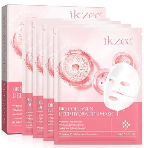 Korean Bio-Collagen Mask, Bio-Collagen Real Deep Mask, Anti-Falten Lifting Overnight Gesichtsmaske, Anti-Wrinkle Lifting Peel off Mask Feuchtigkeitsspendende Gesichtsmaske, 4 Stück