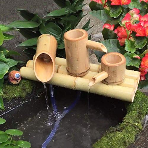 DDKYHU Fontaine à Eau de Jardin en Bambou Fontaine Zen en Bambou avec Pompe, Fontaine Polyvalente pour intérieur/extérieur