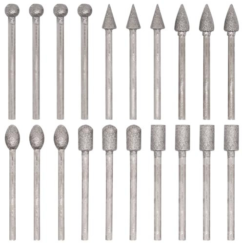 BENLIUDH Juego de brocas de molienda de 1/8 pulgadas compatible con brocas Dremel para diamante, madera, piedra, vidrio, cerámica (20 piezas)