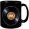 Schallplatte Retro-Label Vinyl Special Tasse Retro-Label Kaffeebecher Stilvolles Design mit schwarzem Hintergrund Trendaffe Hits