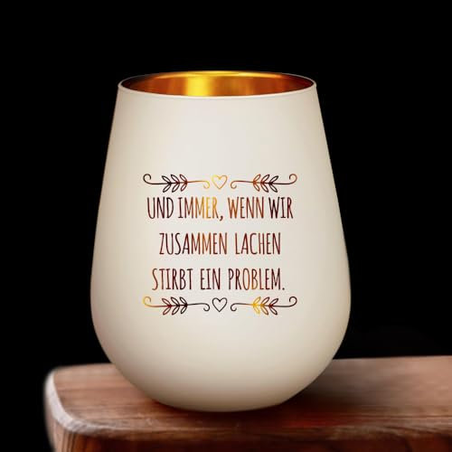 Geschenke für Beste Freunde, Windlichter Geburtstagsgeschenk für Beste Freundin Windlicht Glas Weihnachten Geburtstag, Und Immer Wenn Wir Zusammen Lachen Stirbt EIN Problem