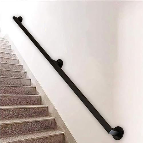Rampe d'escalier murale noire 1 pied/30 cm, 80 cm, 1 m, 120 cm, 1,5 m, 2 m, 2,5 m, 3,6 m, main courante stable pour escaliers