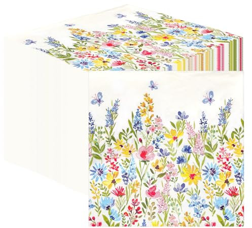 Table Kind 100 X Servilletas De Papel Reciclado Suave Paquete A Granel Desechables Blancas Con Motivos Florales Para Bodas Ecológicas Biodegradables Fabricadas En La UE 2 Capas 33 Cm