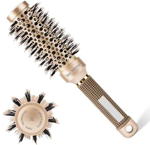 Rundhaarbürste Ceramic, Antistatische Rundbürste, Rundbürste zum Föhnen, Haarbürste Rund für Damen für Locken, Stylingbürste Frizzfreie Blowouts, für Stylen, Locken, Föhnen (32mm)
