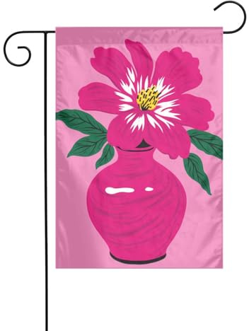 Einfache, skurrile rote Blumen in einer Vase, Gartenflagge, 30,5 x 45,7 cm, vertikal, doppelseitig, Bauernhaus, Feiertags tion für draußen