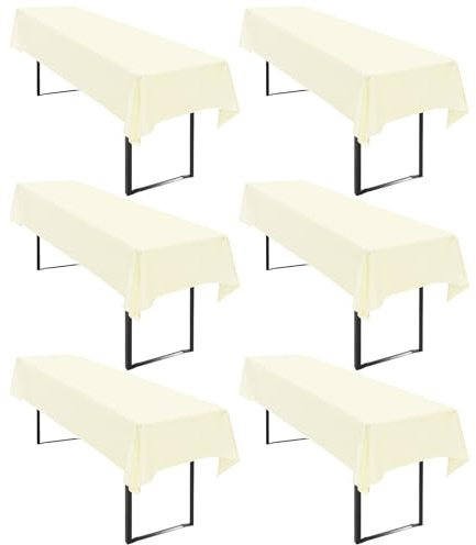 6 Stück Tischdecke Bierzeltgarnitur 100 x 250cm Beige Biertischdecke für 50-70 cm Tischbreite, Polyester wasserdichte & Wiederverwendbar Biertisch Tischdecken für Biertischgarnitur