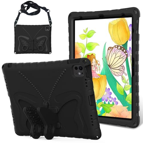 ADVDJBV Case for iPad Air 13 Inch 2025 (M3)& 2024 (M2)/Pro 12.9 2022/2021/2020/2018,Lightweight Eva Rugged Shockproof Protective Cover Stand(Black)