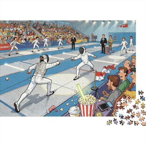 Säbel-Fechtwettkampf Lunge Chaos Hölzerne Puzzles Wasserfest 1000 Teile DIY- Puzzle Geschenke Für Erwachsene Unmöglichzur Heimdekoration