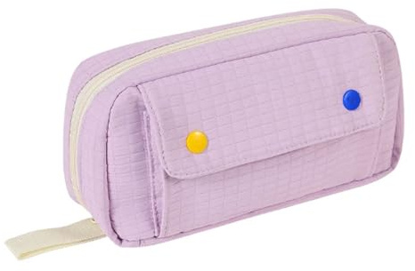 Mesuaeso Trousse Crayon Trousse à Crayons à Grille en Pain esthétique de Grande capacité Compatible with Femmes Fournitures Scolaires Case(Lila)