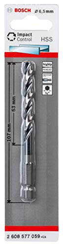 Bosch Professional 1x Impact Control HSS Spiralbohrer (für Metall, 6,5 x 63 x 107 mm, Zubehör Schlagbohrmaschine)