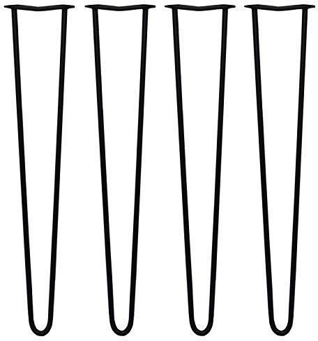 SKISKI Legs 4 x 2 Streben Hairpin Legs Haarnadelbeine Haar-Nadel-Beine Haarnadel-Beine Tischbeine Stuhlbeine Möbelbeine Haarnadel-Tischbeine Möbelfüße 71cm H 12mm D Stahl - Schwarz