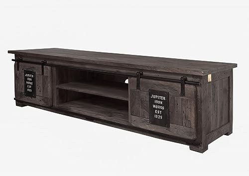 MASSIVMOEBEL24.DE Railway TV-Board 180x55x50 Mango mit Schubladen, Farbe:grau lackiert, Größe:180x55x50 cm (BxTxH)