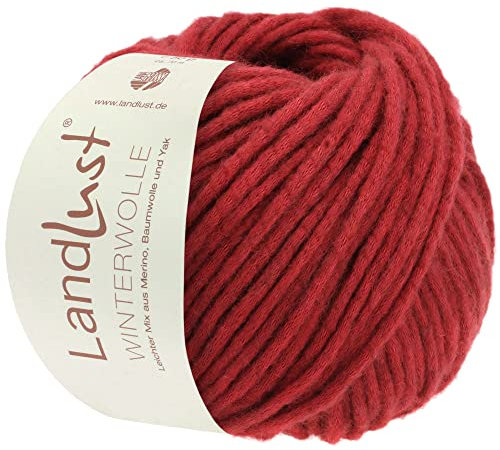 LANA GROSSA Landlust Winterwolle | Soffilo mit Yakfasern | Handstrickgarn aus 50% Schurwolle (Merino), 35% Baumwolle & 15% Yak | 50g Wolle zum Stricken & Häkeln | 70m Garn FB4