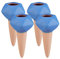 Relaxdays Bewässerungskugeln Ton, 4er Set, Durstkugeln Ø 6cm, Keramik, dosierte Pflanzen Bewässerung, Terracotta/blau