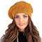 VIVISENCE Baskenmütze Damen Elegant Blume Warm Herbst Winter Accessoire 7006, Senffarbe,Einheitsgröße