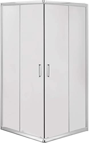 VBChome Duschkabine 80x80 Chrom mit Milchglas Quadrat Eckeinstieg Duschwand Schiebetür Duschabtrennung Sicherheitsglas Dusche Duschtrennwand Modern Elegante Hohe Qualität