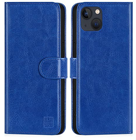 32nd Book Wallet PU Leather Flip Case Cover For Apple iPhone 14 (6.1), Design With Card Slot and Magnetic Closure - Deep Blue