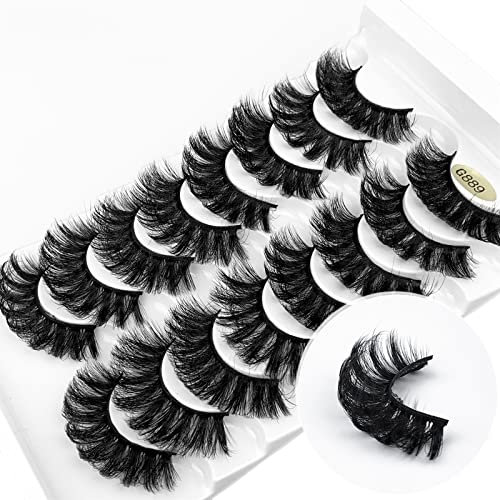 KOKAY Falseche Wimpern 8 Paar KüNstliche Wimpern Russian Strip Eyelashes False Lashes Fake Eyelashes DD Curl Wiederverwendba Handgemacht Weich (K009,17MM)
