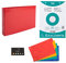 Classeur Pour Fiches + 100 Fiches Bristol A5 Quadrillées Perforées + 4 Intercalaires + 1 Index Adhésif Blumie (Rouge)