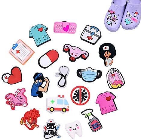Azwood Charms Shoe Schuhanstecker, 20 StÜck PVC Schuh Charms Pin Anstecker Stecker, Medizin Schuhanhänger für Kinder Teenager Mädchen Schuhe DIY Dekorationen, Kinderpartys Geschenk