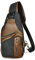 Handadsume Wasserfeste Leinwand + Leder Wandern Reisen Tagesrucksack Sling Crossbody Dreieck Brust Pack Tasche für Männer Frauen FB8013 (X-8015-Schwarz)