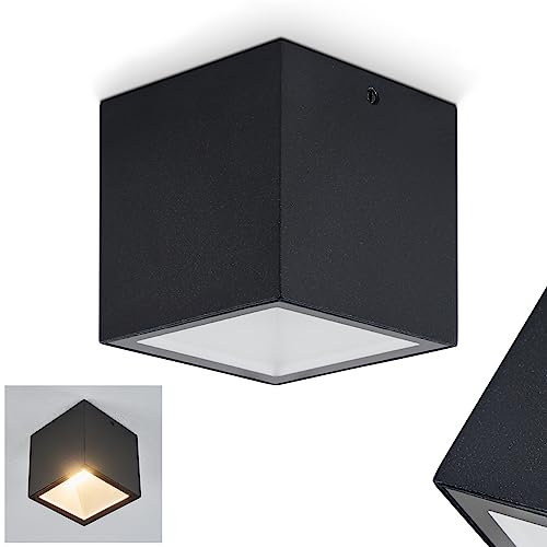 LED Außendeckenleuchte Spidern, moderne Deckenlampe aus Metall/Glas in Schwarz/Weiß, Leuchte für Terrasse/Balkon/Eingangsbereich, LED 7 Watt, 750 Lumen, 3000 Kelvin, IP65