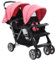 Homgoday Poussette jumeau tandem rose et noir en acier